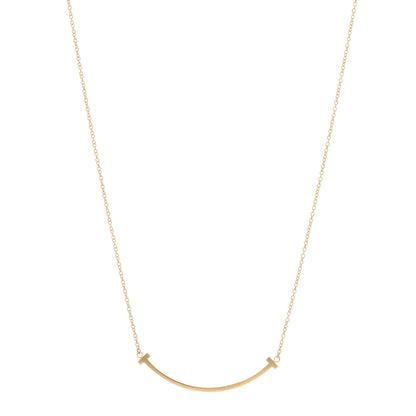 Tiffany 18K Yellow Gold Small T Smile Pendant Necklace 1 of 3