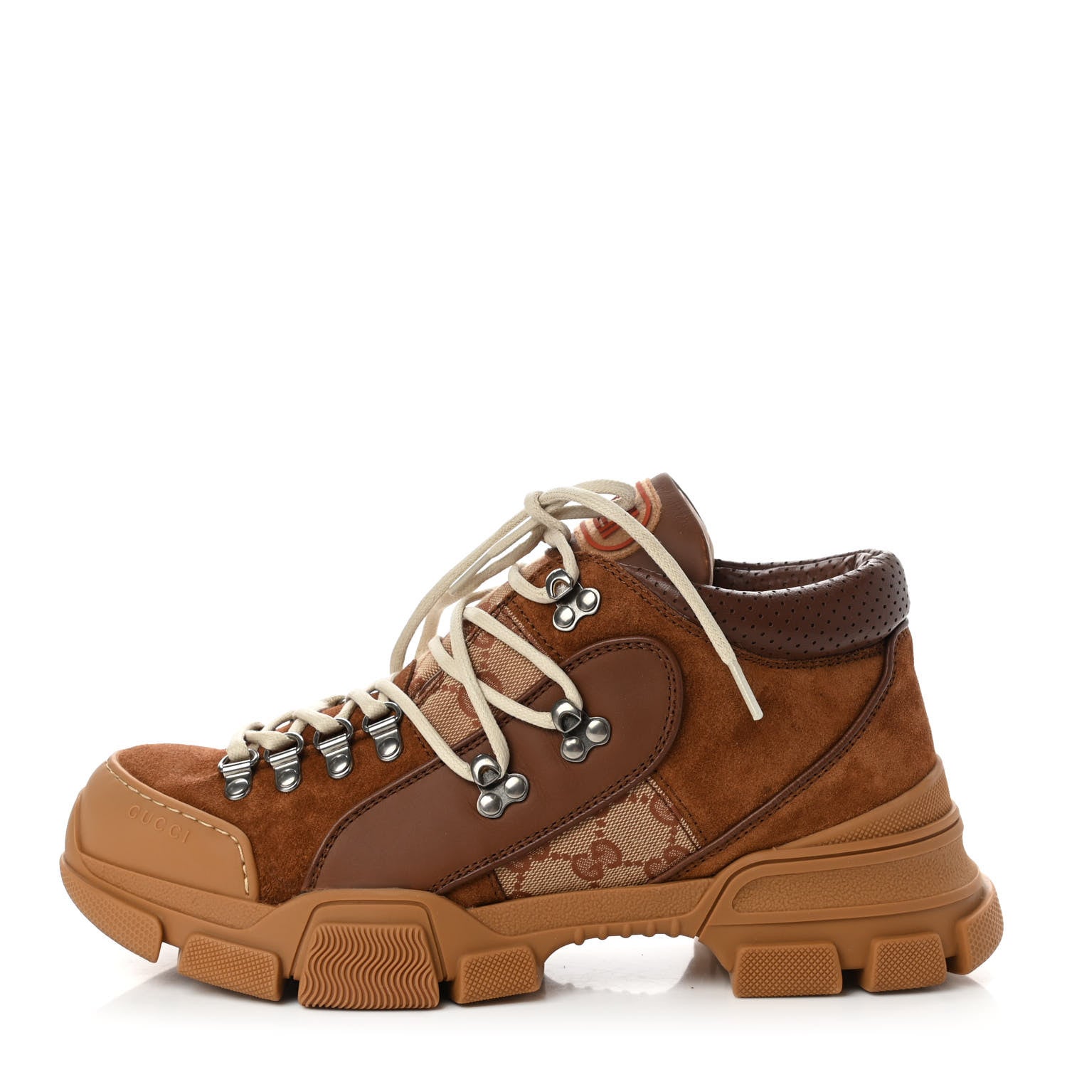 Gucci X SEGA Suede Calfskin GG Monogram Mens Flashtrek Sneakers 8.5 New Cuir Beige Ruggine 1 of 8