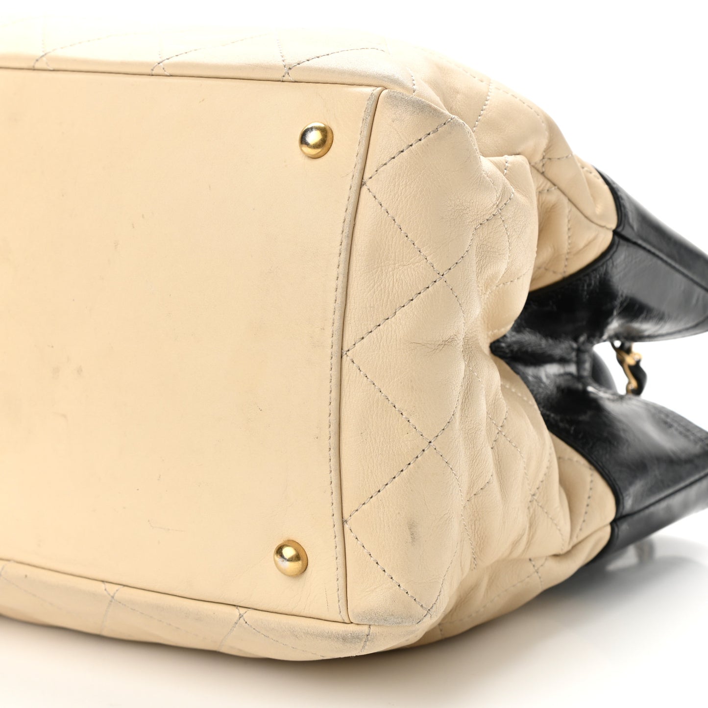 Calfskin Quilted In The Mix Shopping Tote Beige Black