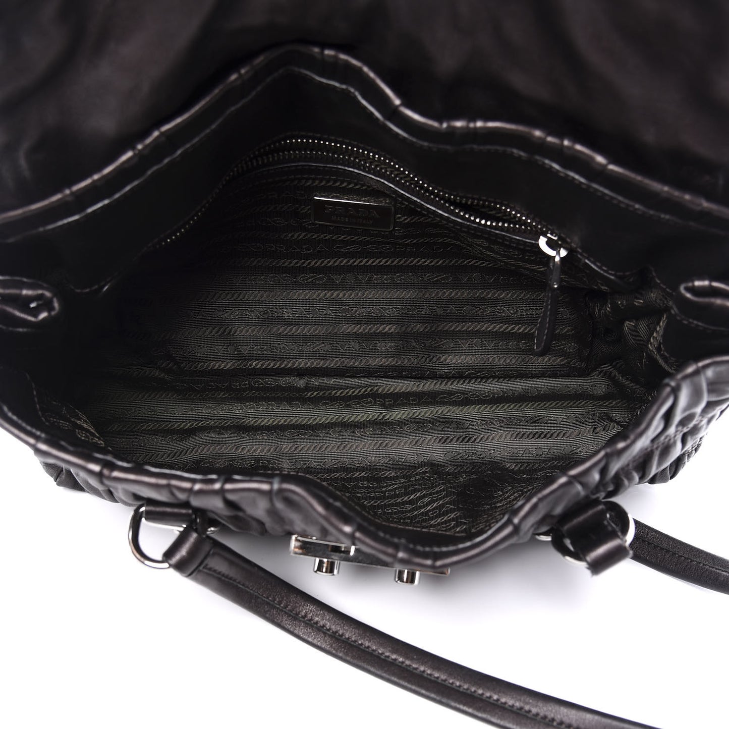 Nappa Dressy Gaufre Foldover Pushlock Satchel Black