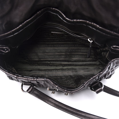 Prada Nappa Dressy Gaufre Foldover Pushlock Satchel Black 4 of 8