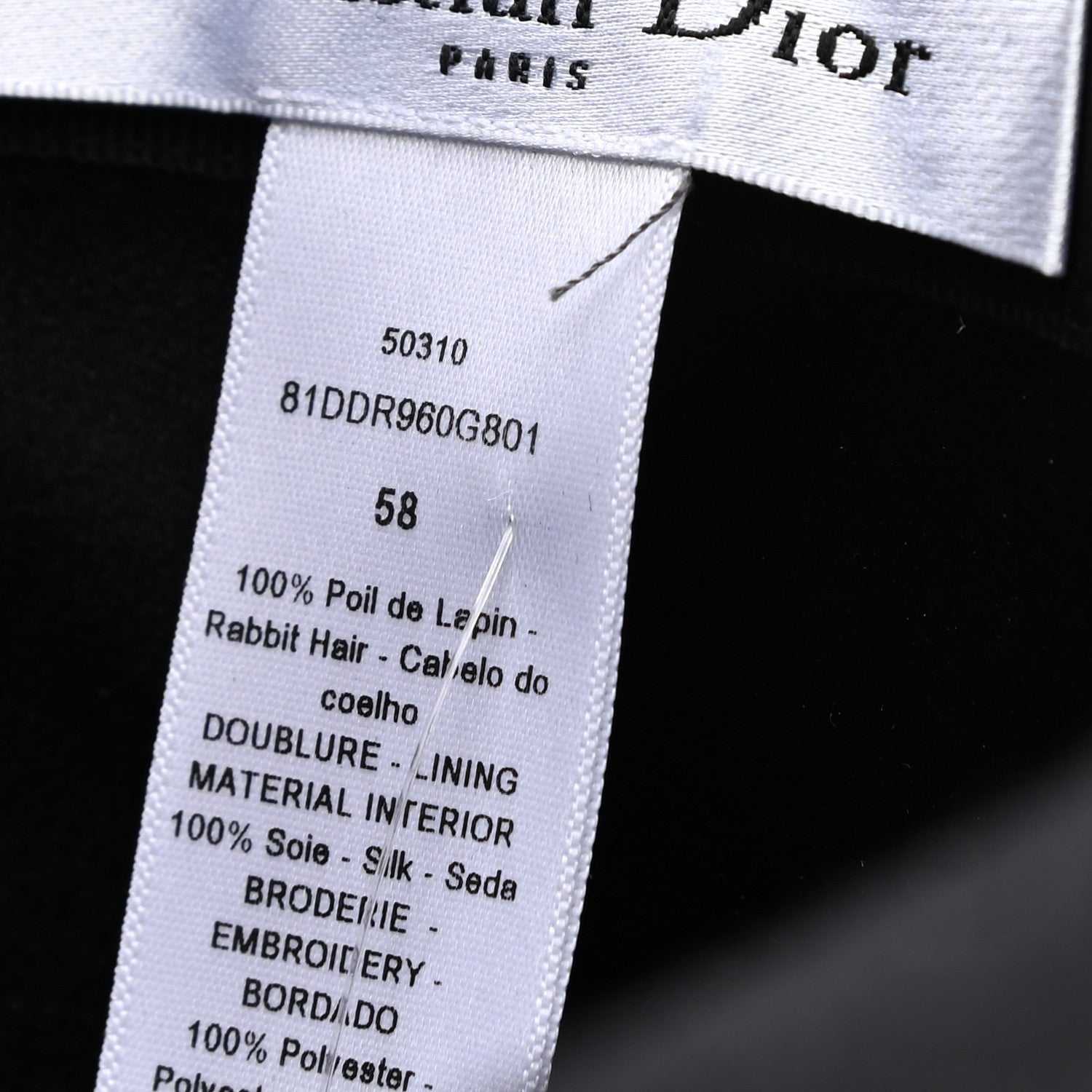 Christian Dior Felt Dior Hat 58 Black 9 of 9