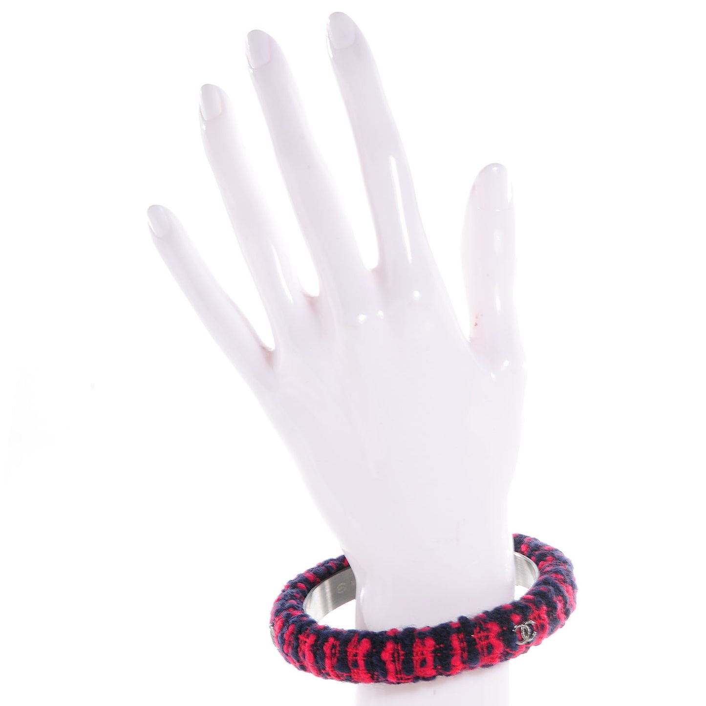 Tweed CC Narrow Bangle Size Medium Red Blue