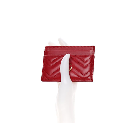 Gucci Calfskin Matelasse GG Marmont Card Holder Hibiscus Red 2 of 8