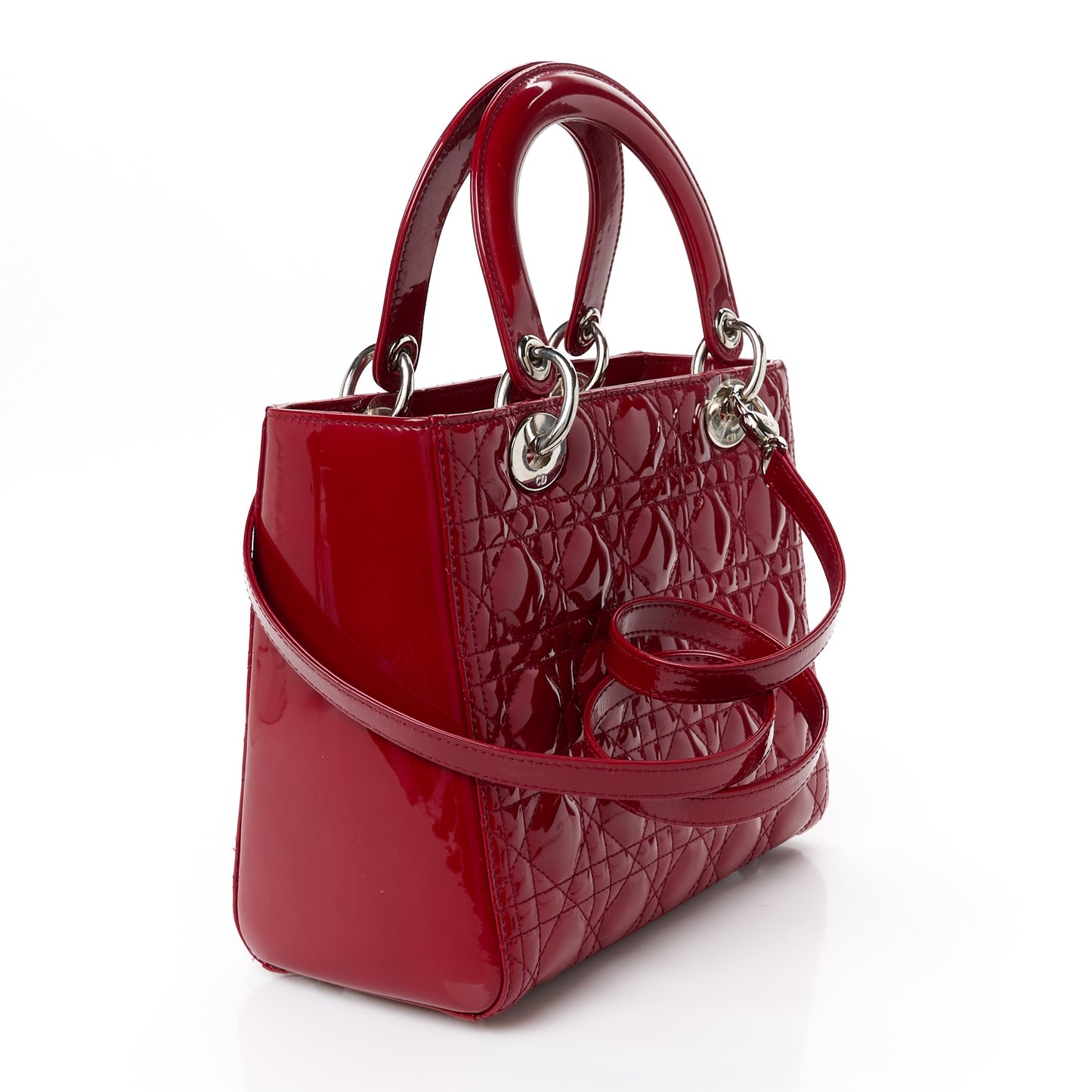 Patent Cannage Medium Lady Dior Red
