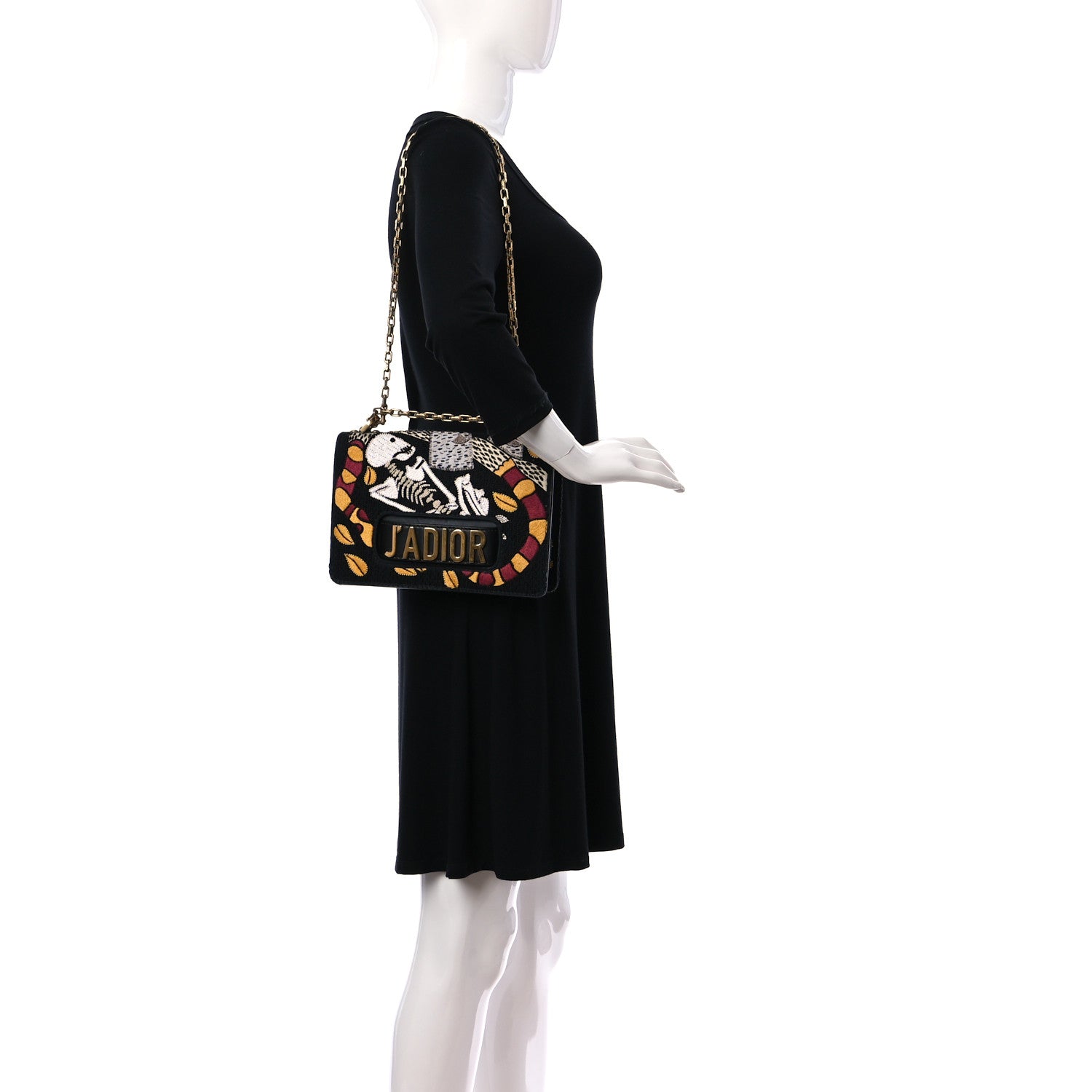 Christian Dior Canvas Embroidered Tarot J'Adior Chain Flap Bag Black Multicolor 2 of 9