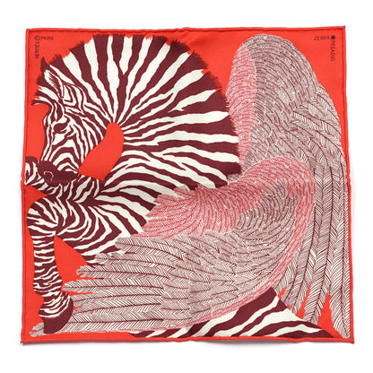 Hermes Silk Carre Zebra Pegasus Nano Scarf 20 Rouge Bordeaux Black 1 of 4