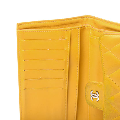 Chanel Lambskin Quilted Large Flap Wallet Yellow 10 of 23