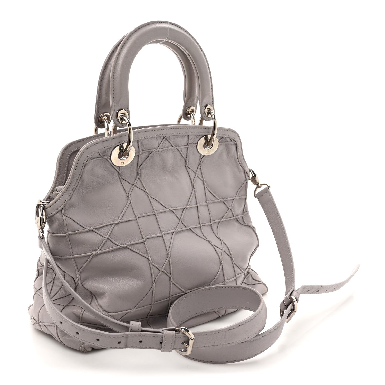 Christian Dior Lambskin Cannage Medium Granville Tote Lilac 3 of 16