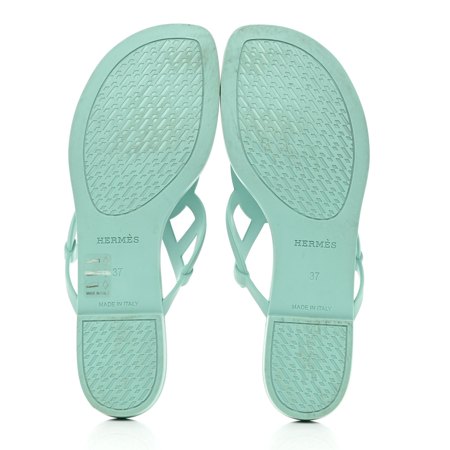 Hermes Rubber Womens Egerie Sandals 37 Vert Embrun 5 of 9