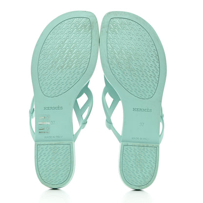Hermes Rubber Womens Egerie Sandals 37 Vert Embrun 5 of 9