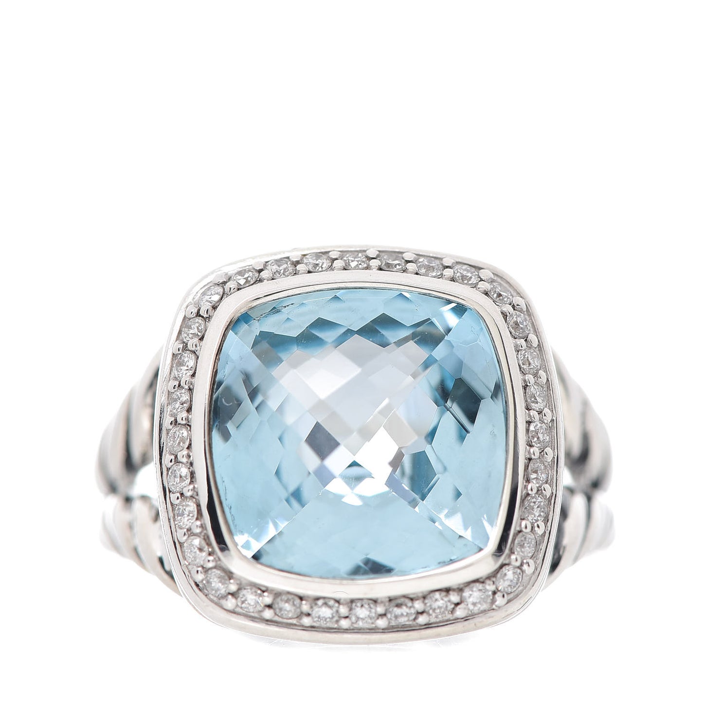 Sterling Silver Diamond Blue Topaz 11mm Albion Ring 52 6