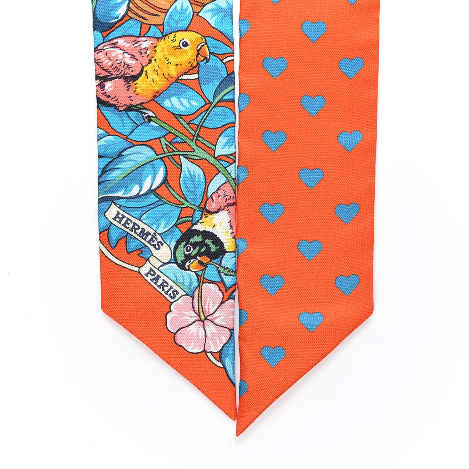 Hermes Silk Jungle Love Love Twilly Orange Bleu Brun 3 of 4