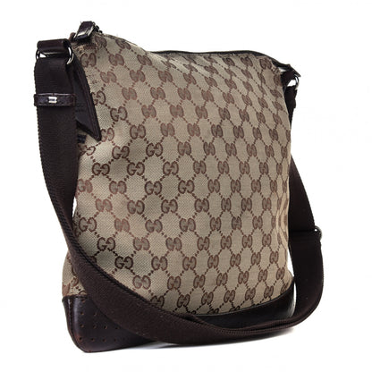 Gucci Monogram Calfskin Perforated Medium Flat Messenger Bag Dark Brown 2 of 9