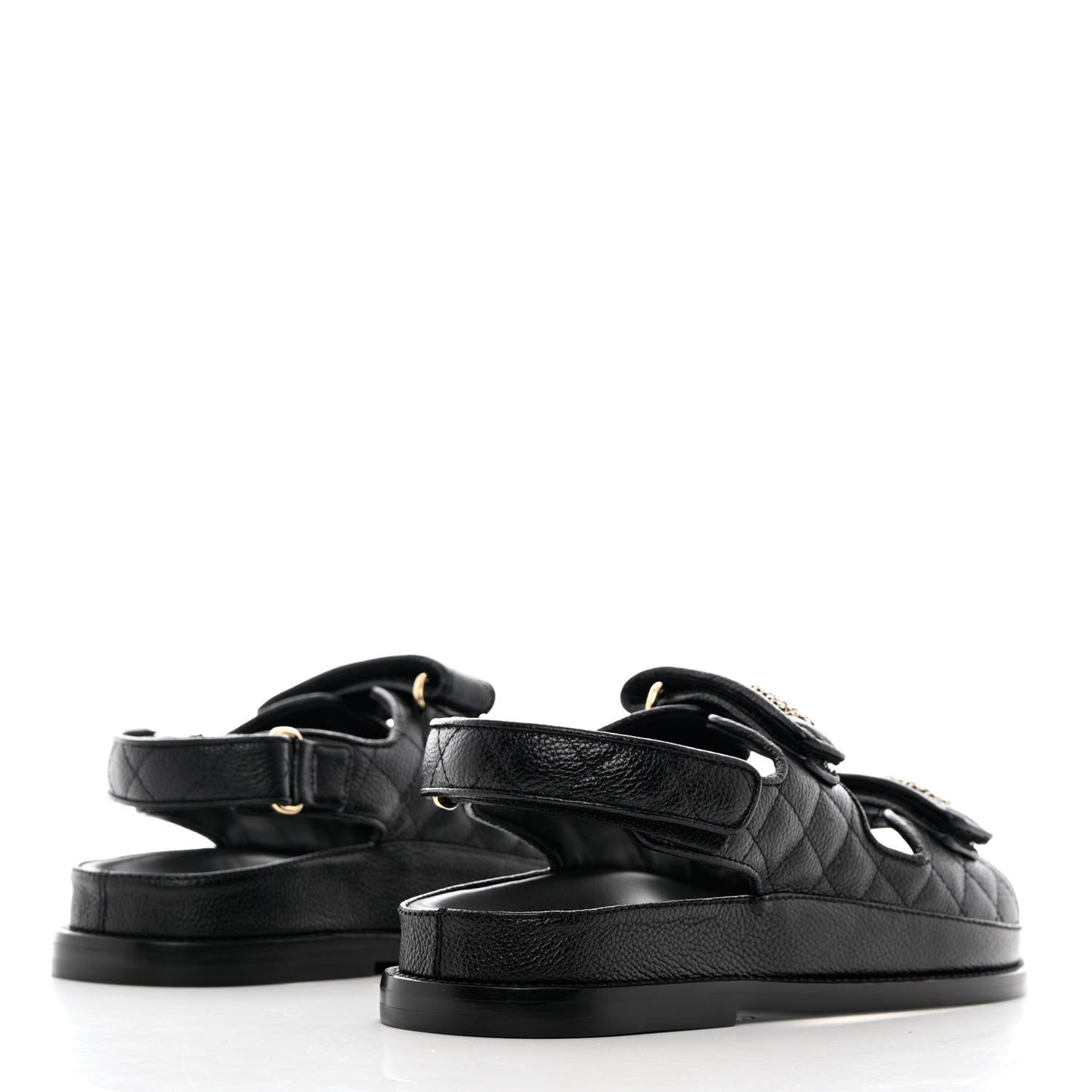 Grained Calfskin Velcro Dad Sandals 38 Black