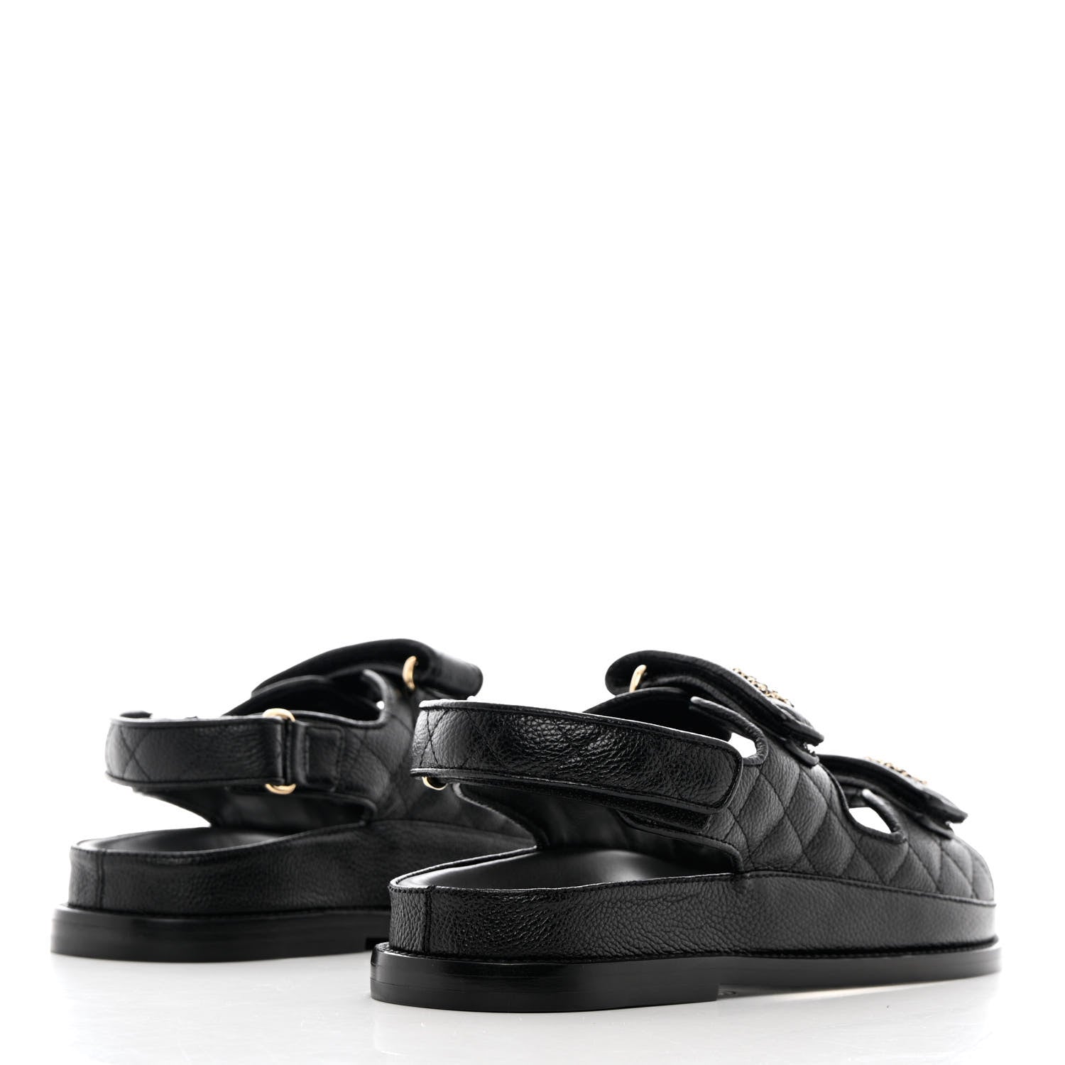 Chanel Grained Calfskin Velcro Dad Sandals 38 Black 4 of 10