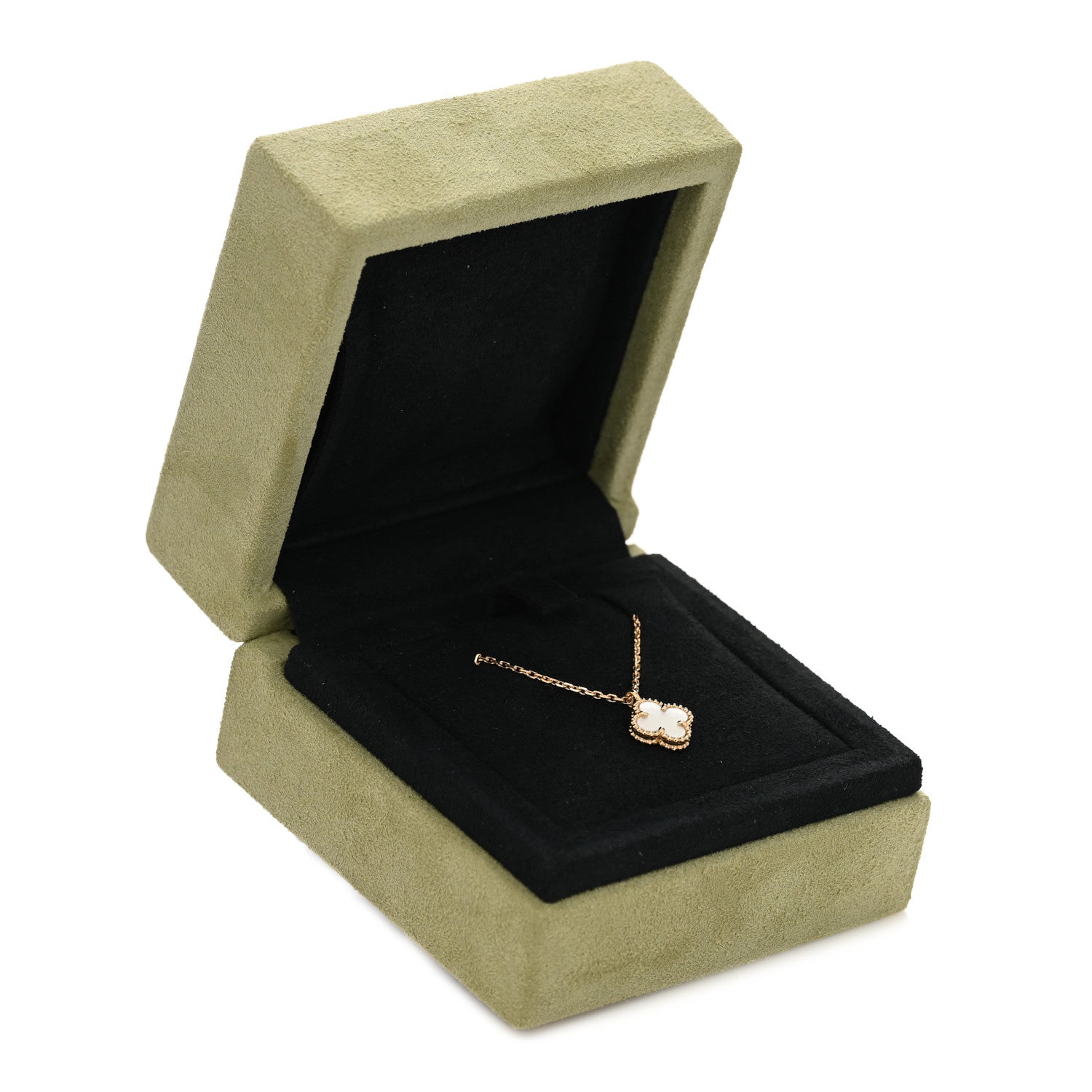 Van Cleef & Arpels 18K Yellow Gold Mother of Pearl Sweet Alhambra Pendant Necklace 4 of 4