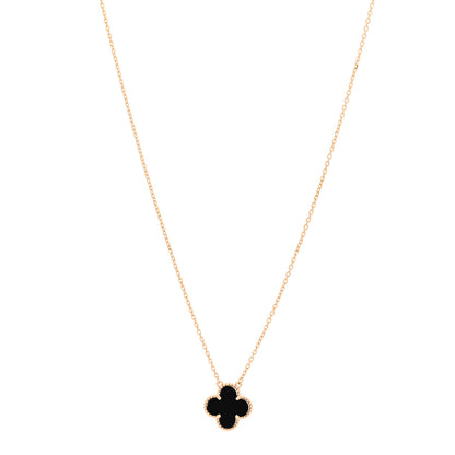 Van Cleef & Arpels 18K Yellow Gold Black Onyx Vintage Alhambra Pendant Necklace 1 of 6