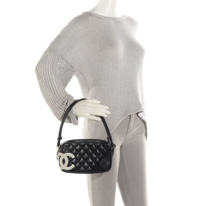 Chanel Calfskin Quilted Cambon Pochette Black White 2 of 9