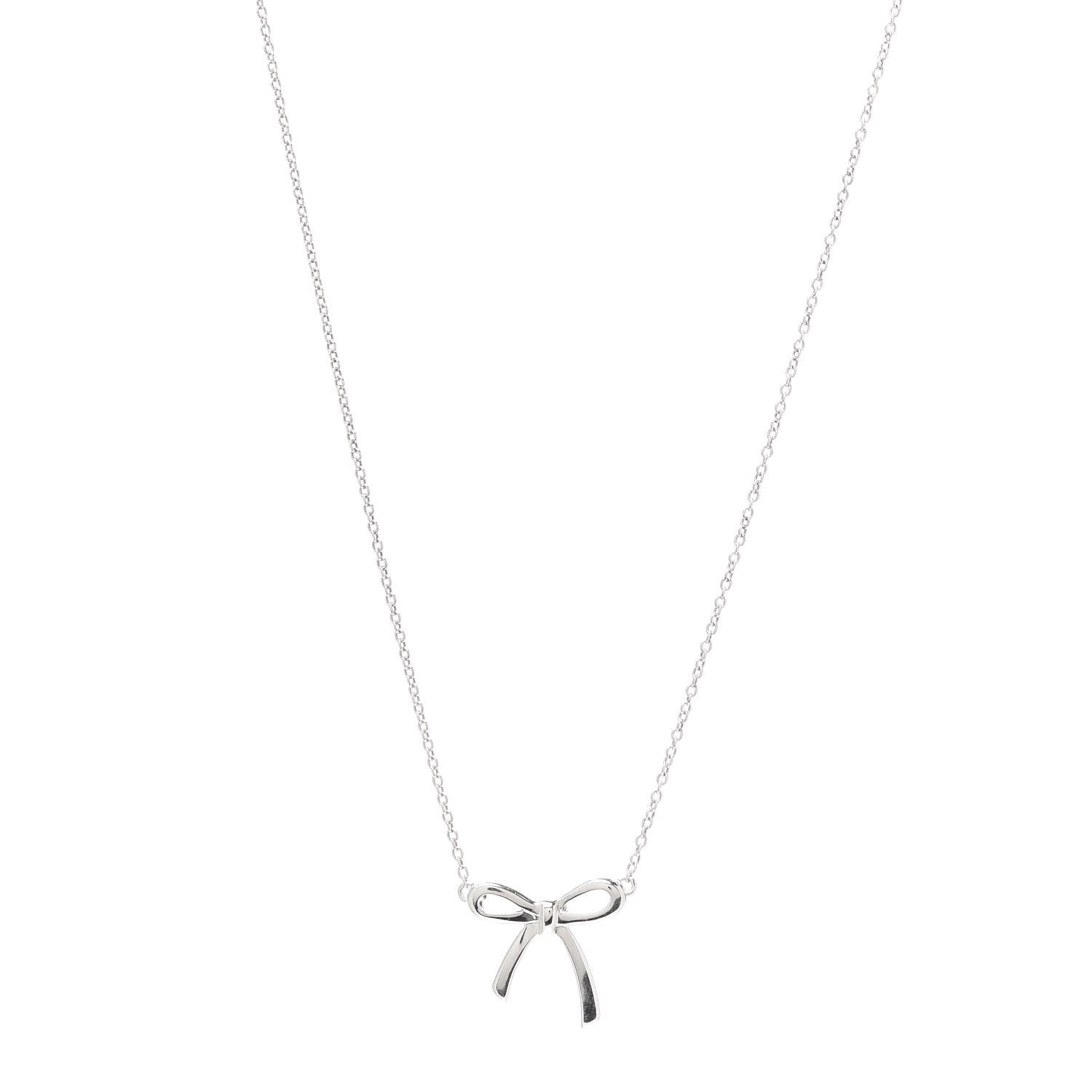 Tiffany Sterling Silver Bow Pendant Necklace 1 of 6