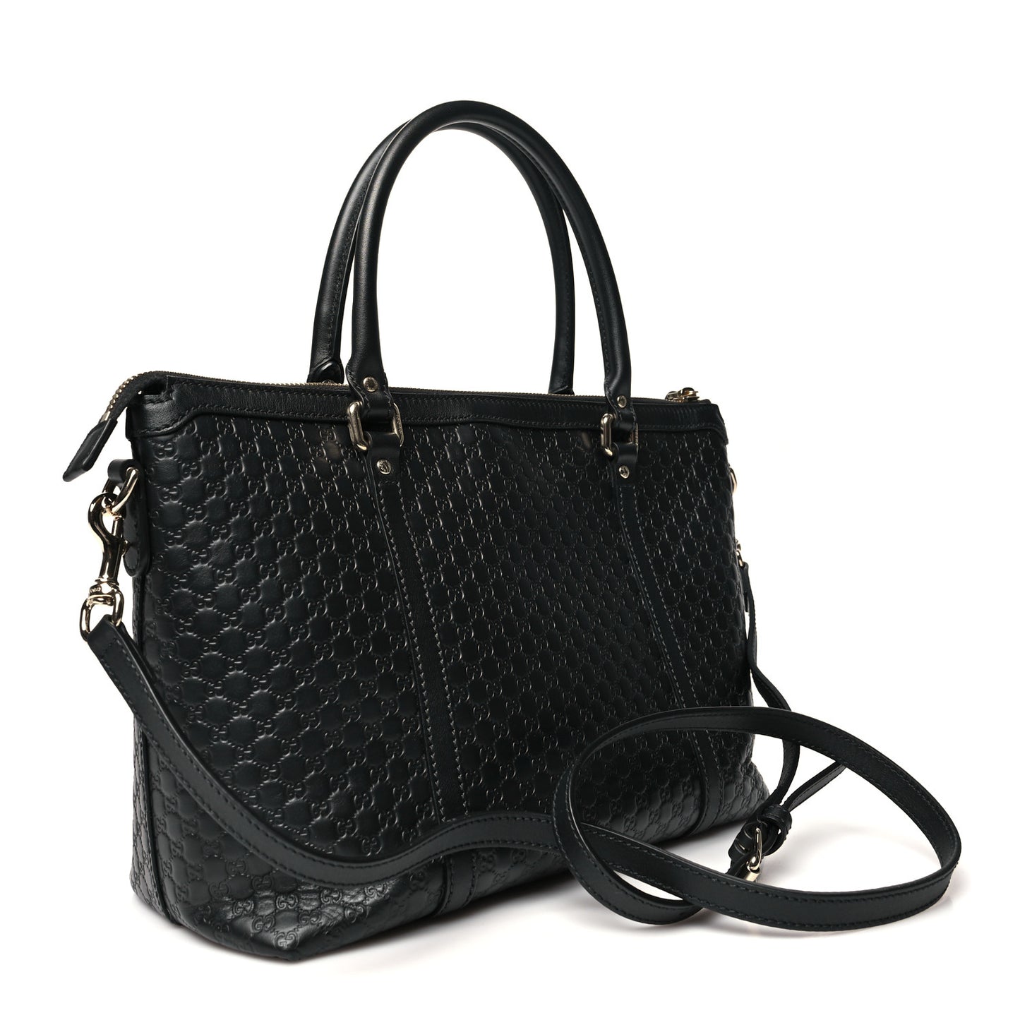 Soft Microguccissima Small Zippered Satchel Black