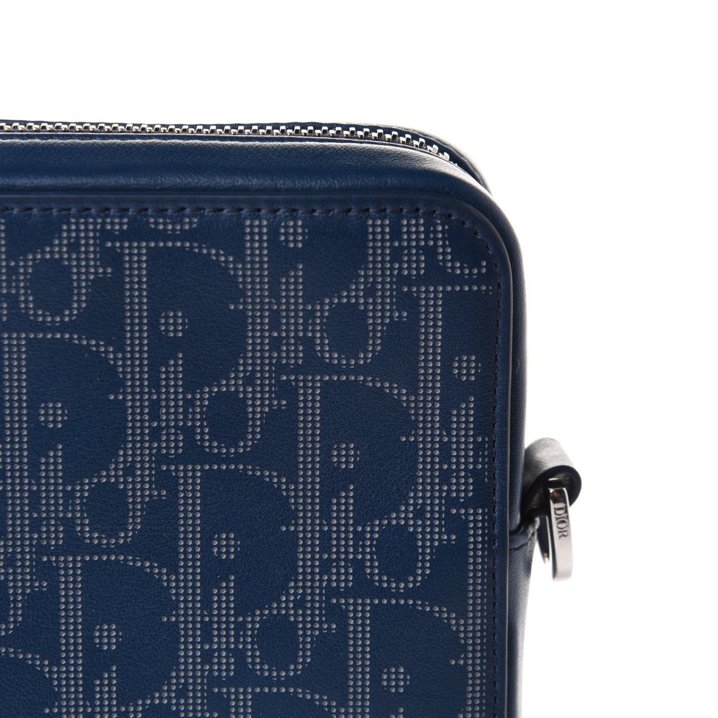 Calfskin Oblique Galaxy Perforated World Tour Messenger Pouch Blue White