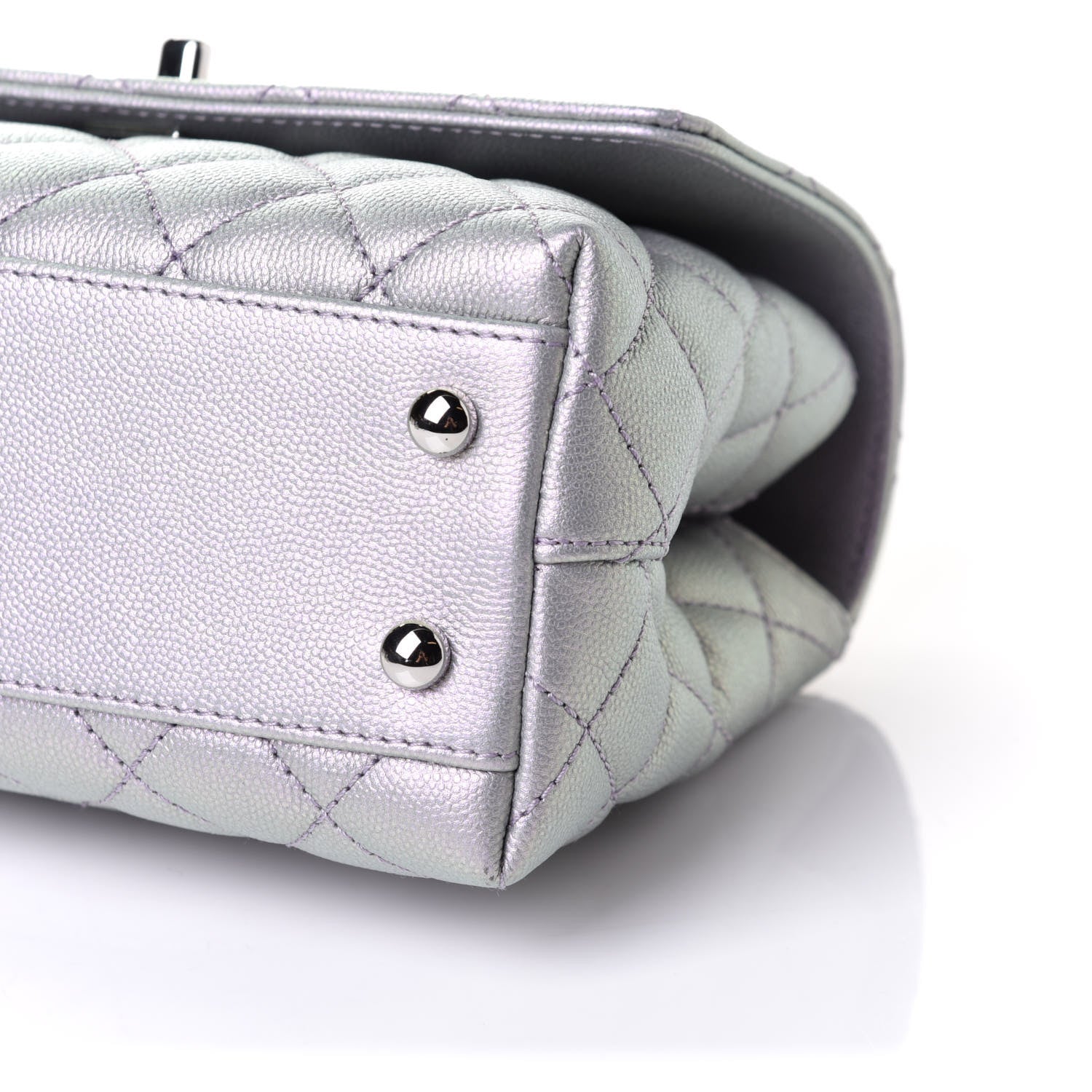 Chanel Iridescent Caviar Quilted Mini Coco Handle Flap Purple 9 of 10