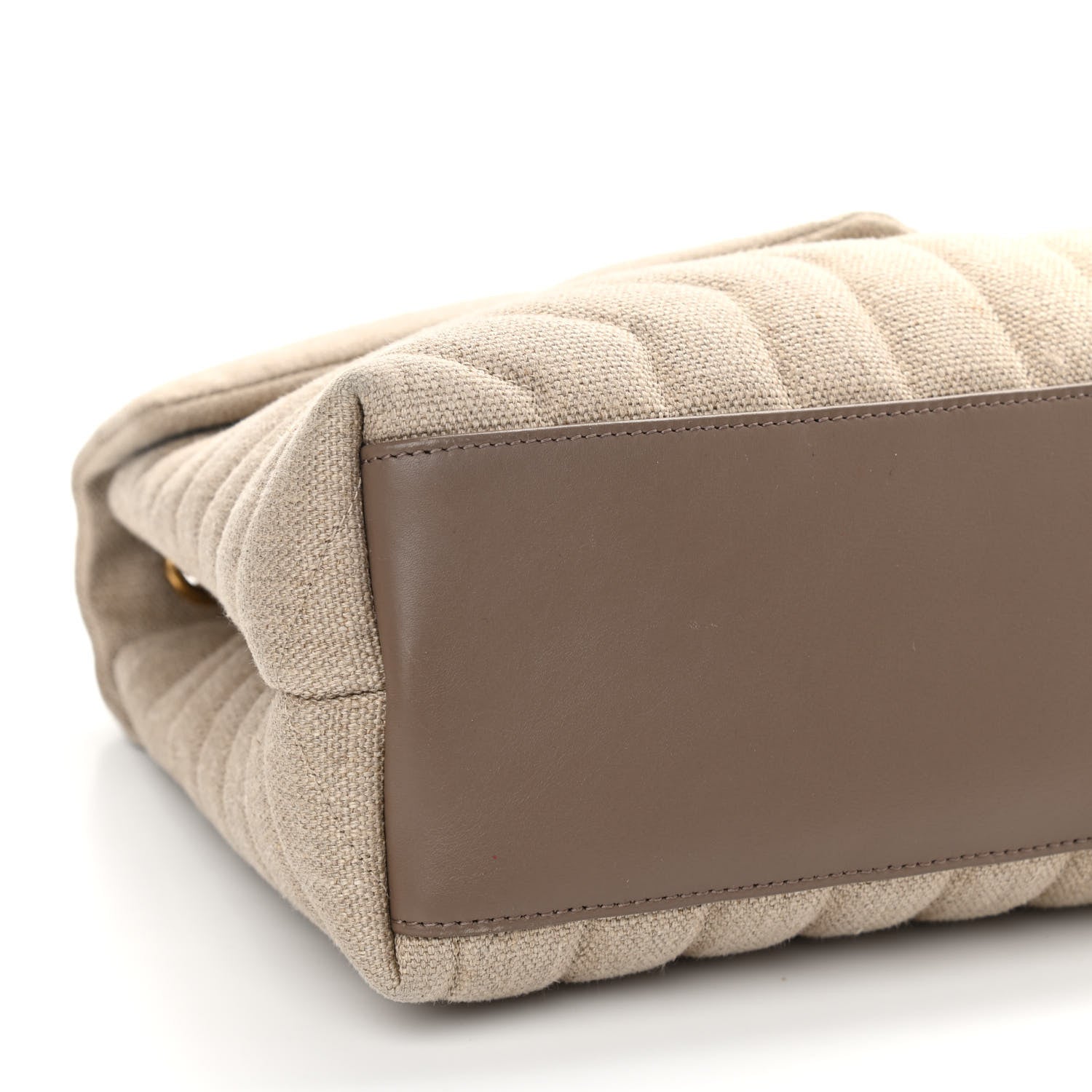 Saint Laurent Linen Y Quilted Monogram Medium Loulou Chain Satchel Natural 8 of 10