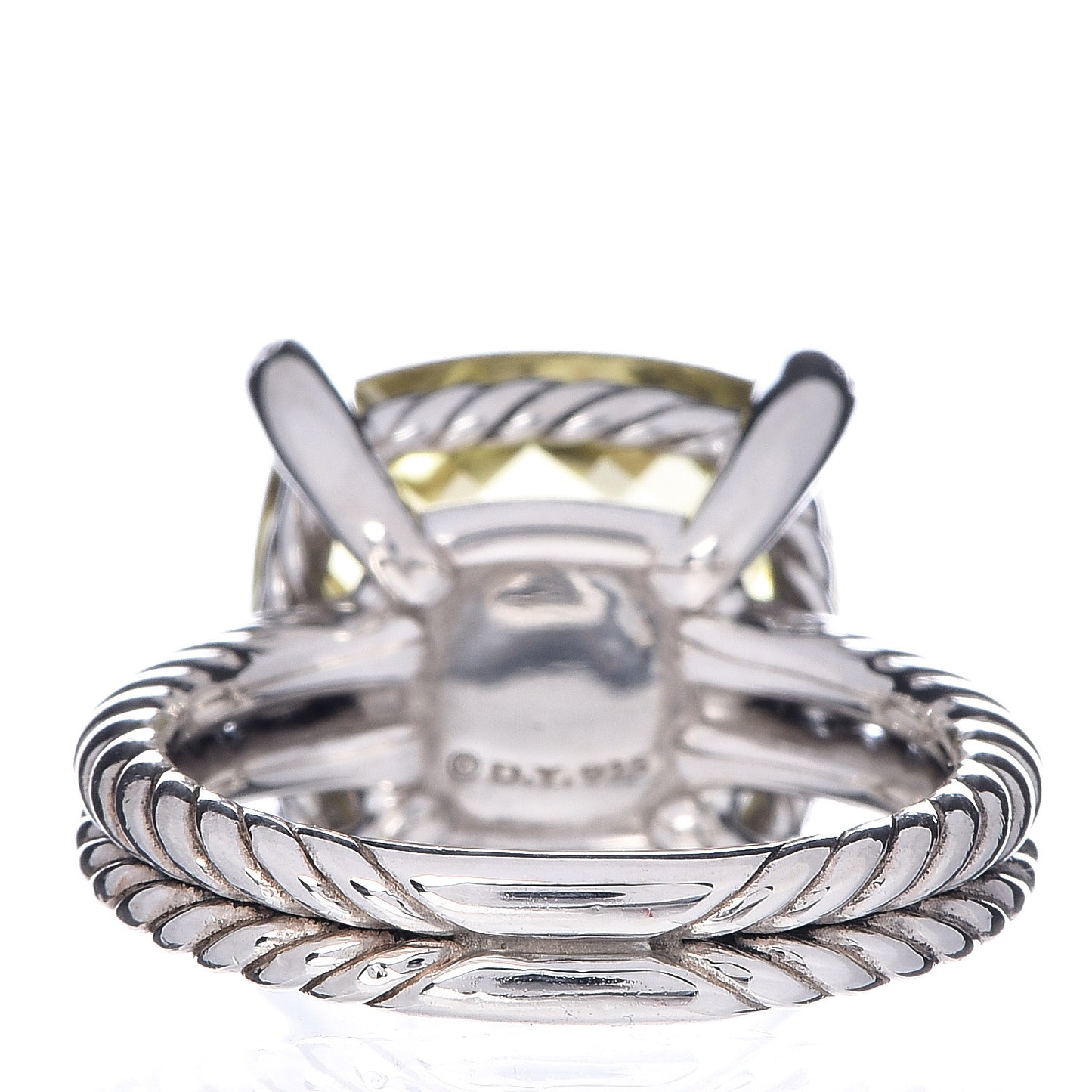 Sterling Silver Diamond Lemon Citrine 14mm Chatelaine Ring 54 7