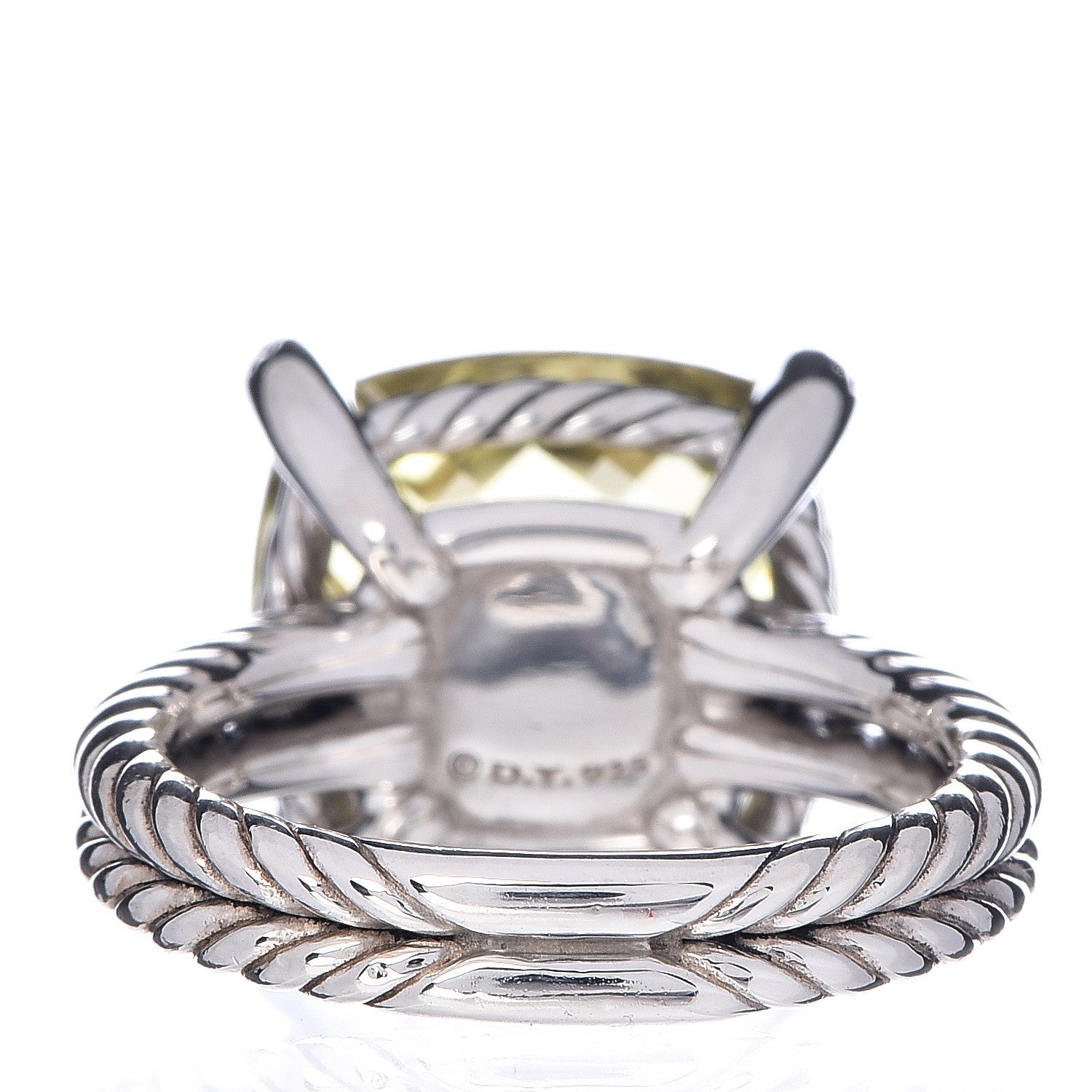 David Yurman Sterling Silver Diamond Lemon Citrine 14mm Chatelaine Ring 54 7 3 of 5