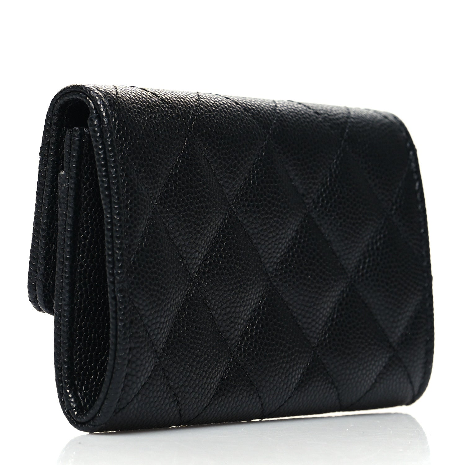Chanel Caviar Quilted CC Racing Flag Flap Card Holder Black 3 of 9