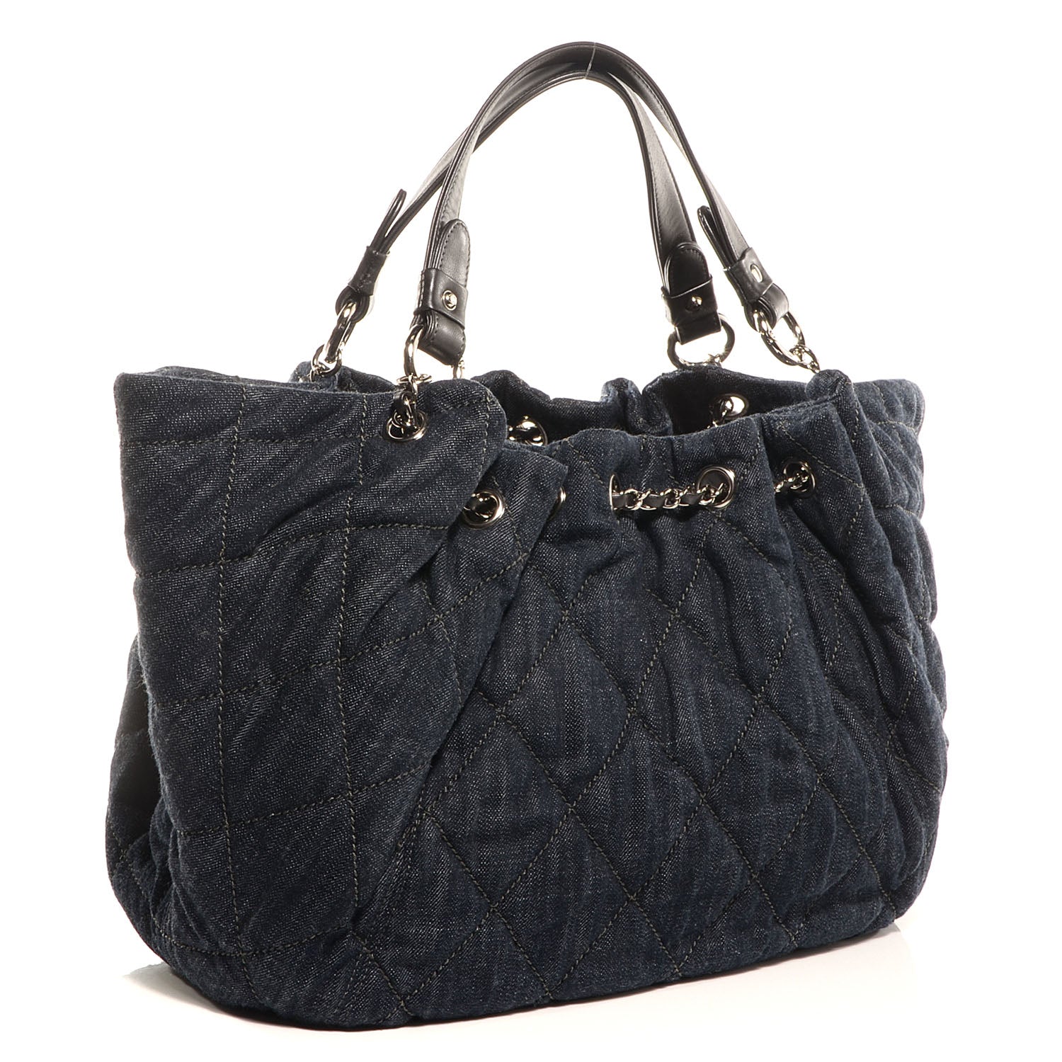 Chanel Denim Quilted Stretch Spirit Large Cabas Tote Blue 3 of 6