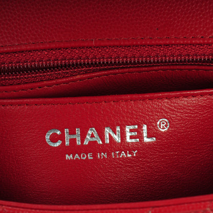 Chanel Caviar Chevron Quilted Mini Square Flap Dark Red 6 of 7
