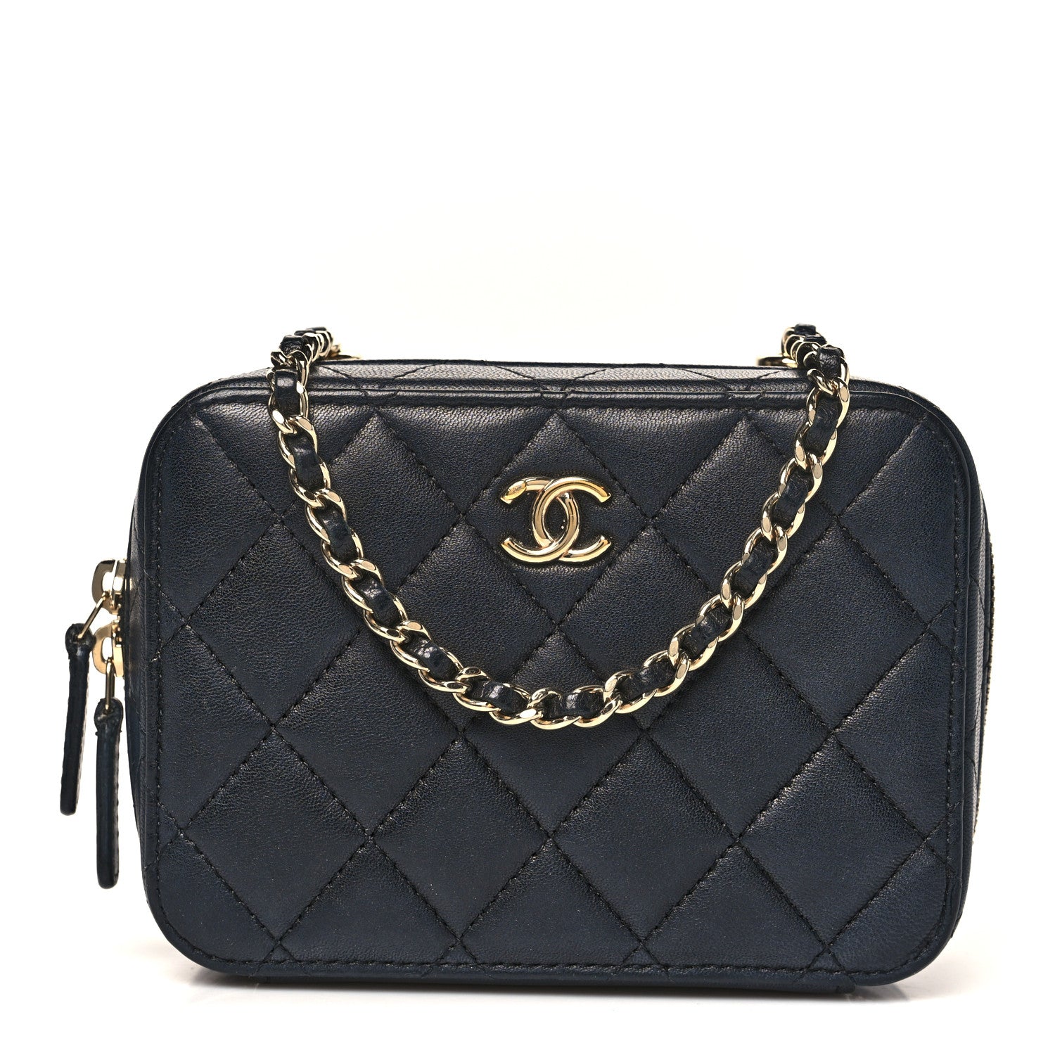 Chanel Lambskin Quilted Small Trendy CC Camera Case With Chain Navy 1 of 10