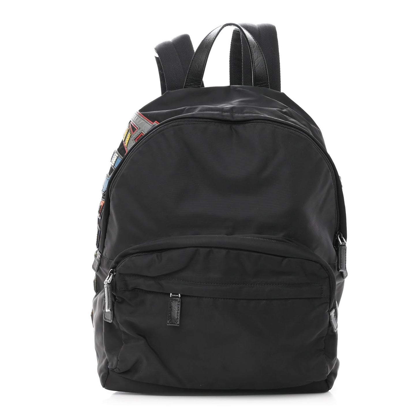 Nylon Tessuto Logo Patch Backpack Black