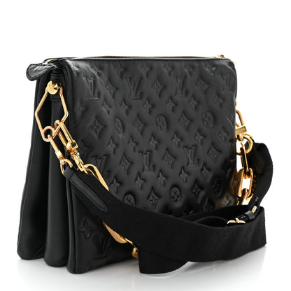 Louis Vuitton Lambskin Embossed Monogram Coussin MM Black 3 of 11