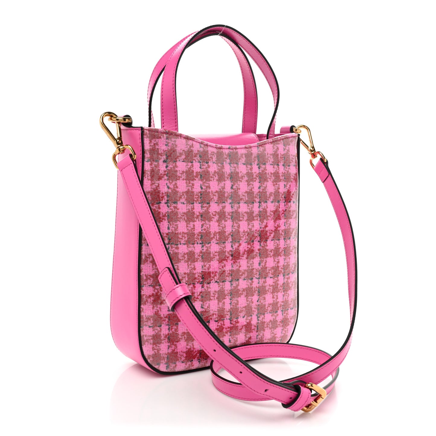 Calfskin Tweed Vinyl Medusa Small Top Handle Crossbody Bag Pink