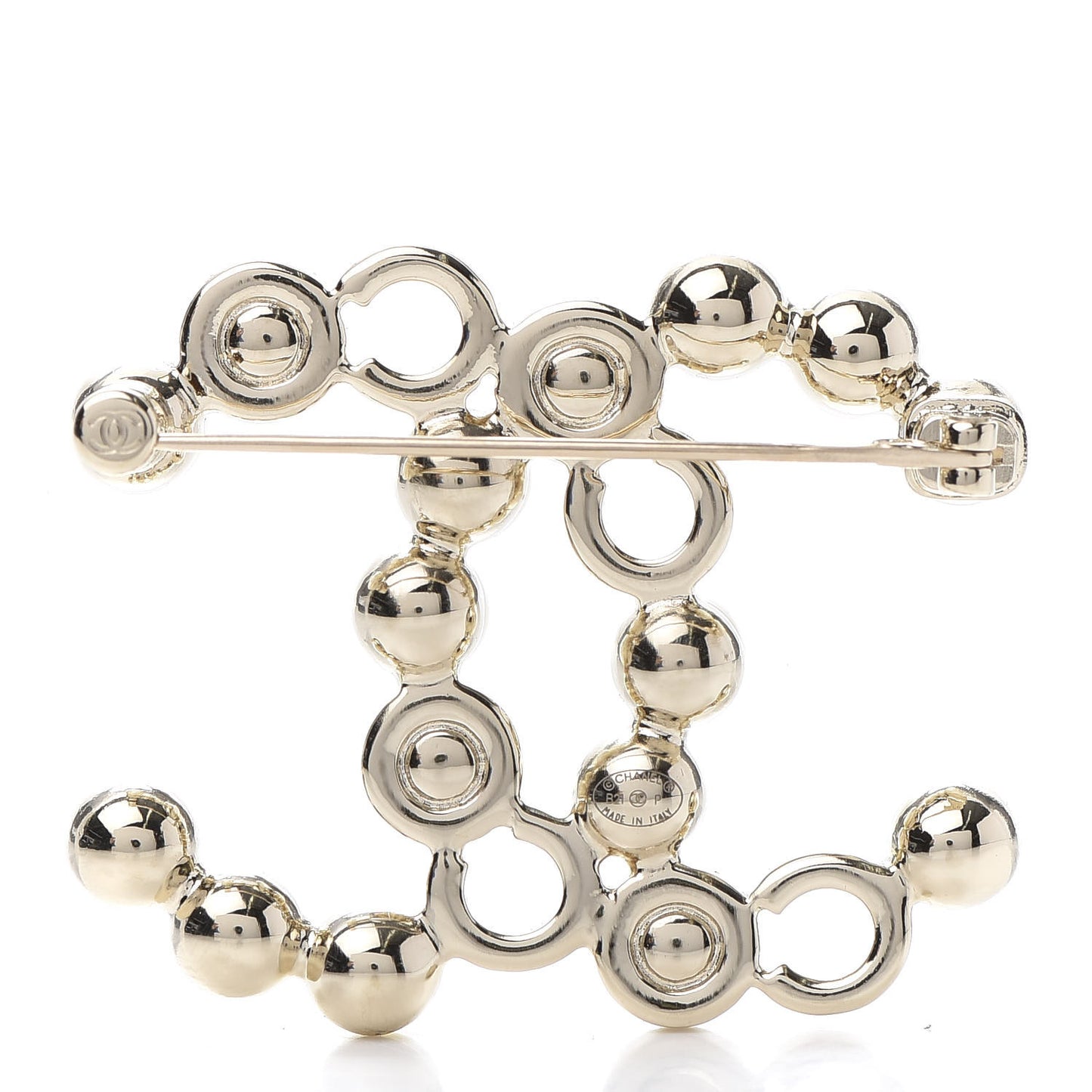 Pearl Coco CC Brooch Gold