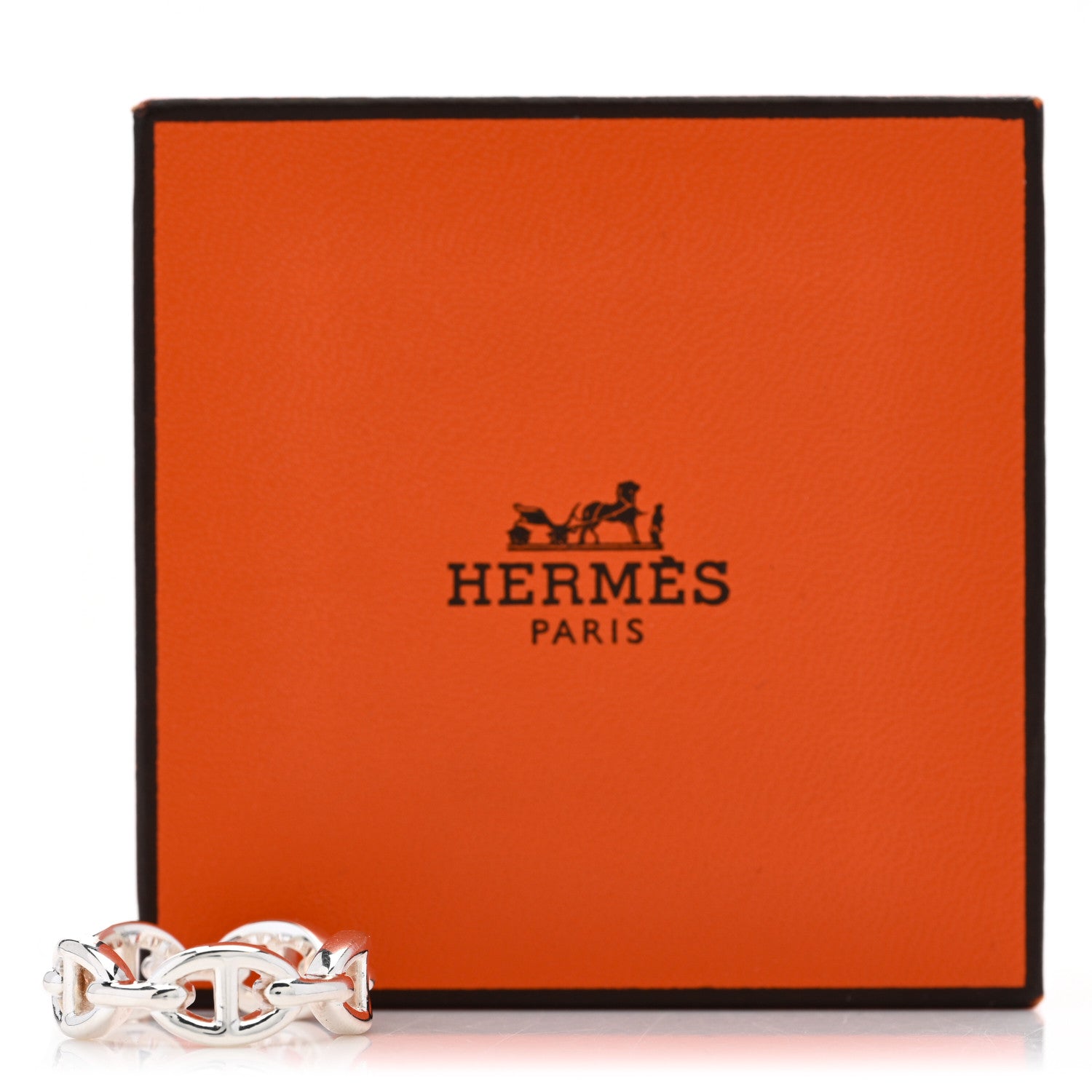 Hermes Sterling Silver PM Chaine d'Ancre Enchainee Band Ring 55 7.25 9 of 9