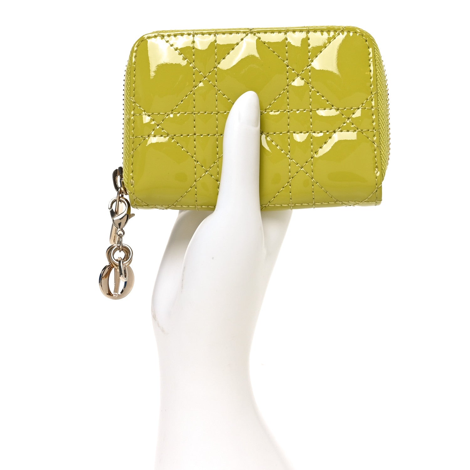 Christian Dior Patent Cannage Small Lady Dior Voyageur Coin Purse