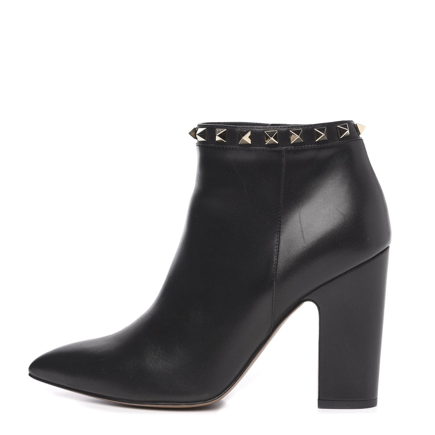 Calfskin Rockstud 100mm Ankle Boots 37.5 Black