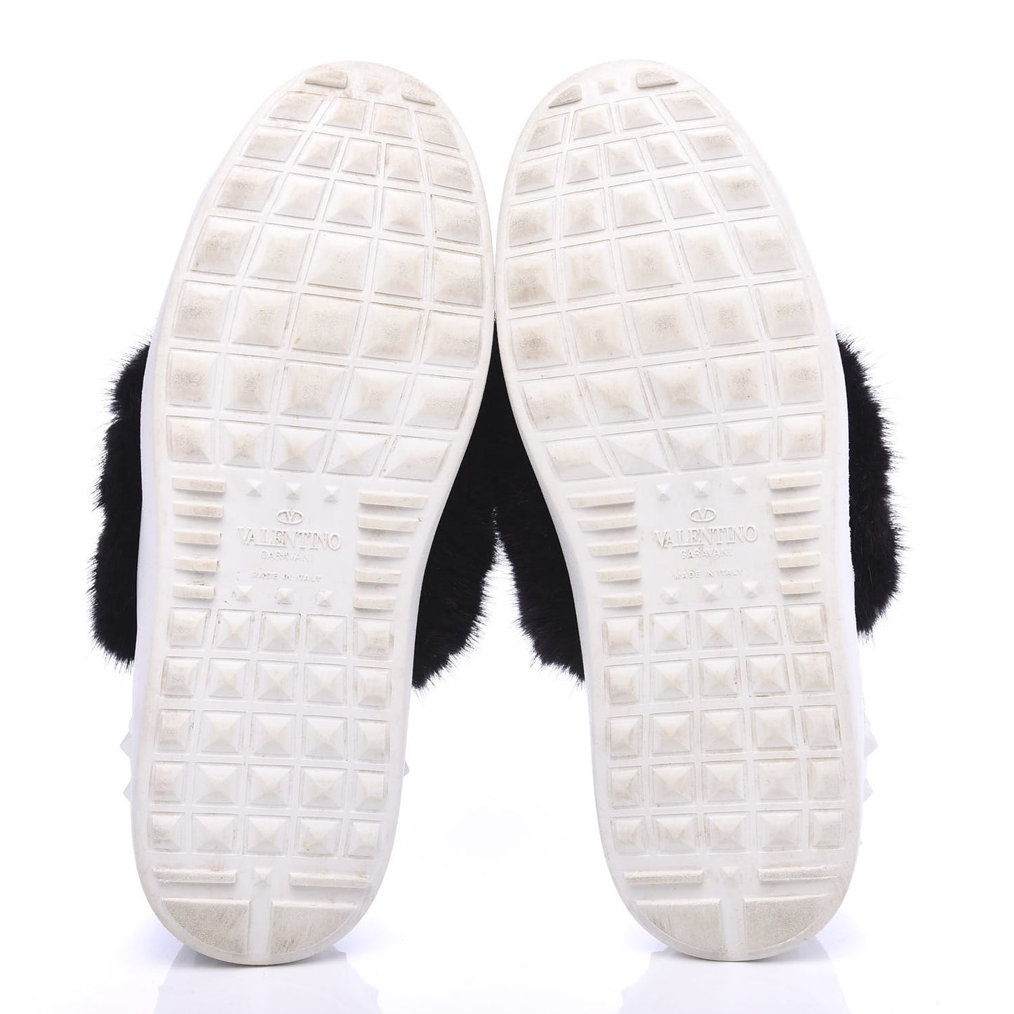 Calfskin Mink Fur Sneakers 36 White Black