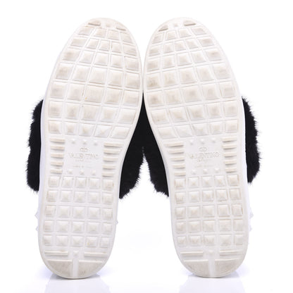 Valentino Garavani Calfskin Mink Fur Sneakers 36 White Black 5 of 9