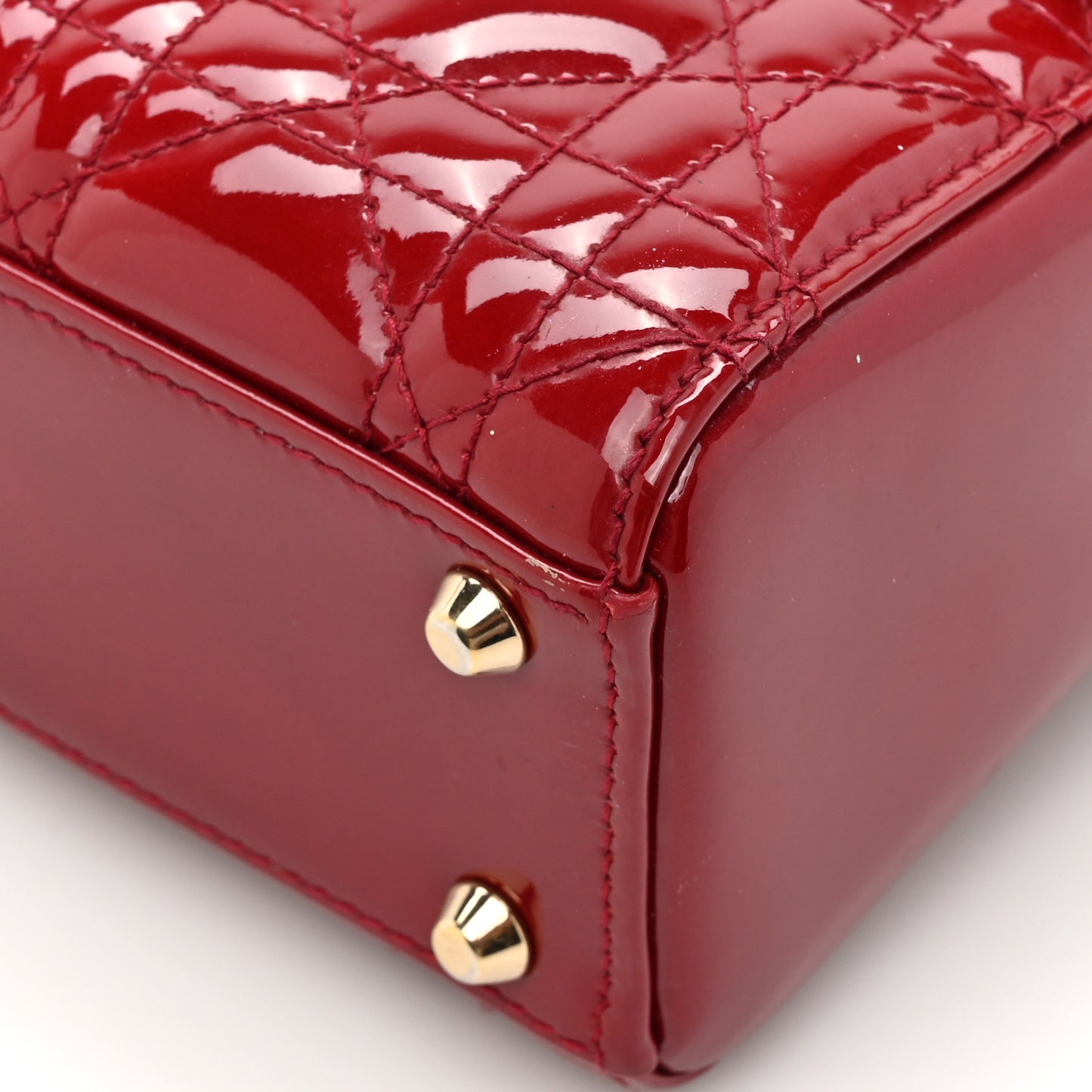 Patent Cannage Mini Lady Dior Red