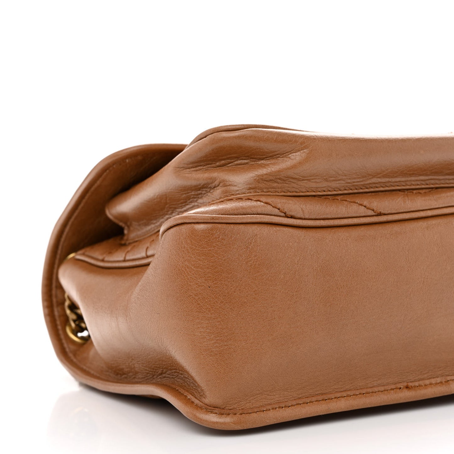 Crinkled Calfskin Matelasse Monogram Medium Niki Chain Satchel Caramel