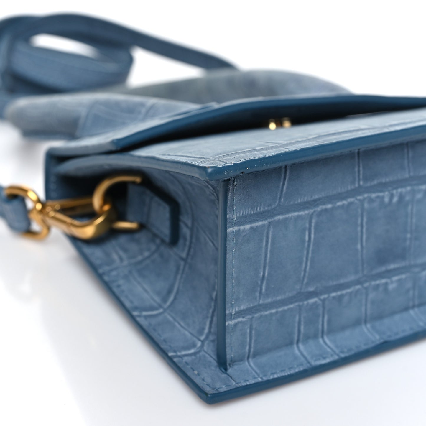 Suede Crocodile Embossed Le Chiquito Moyen Blue