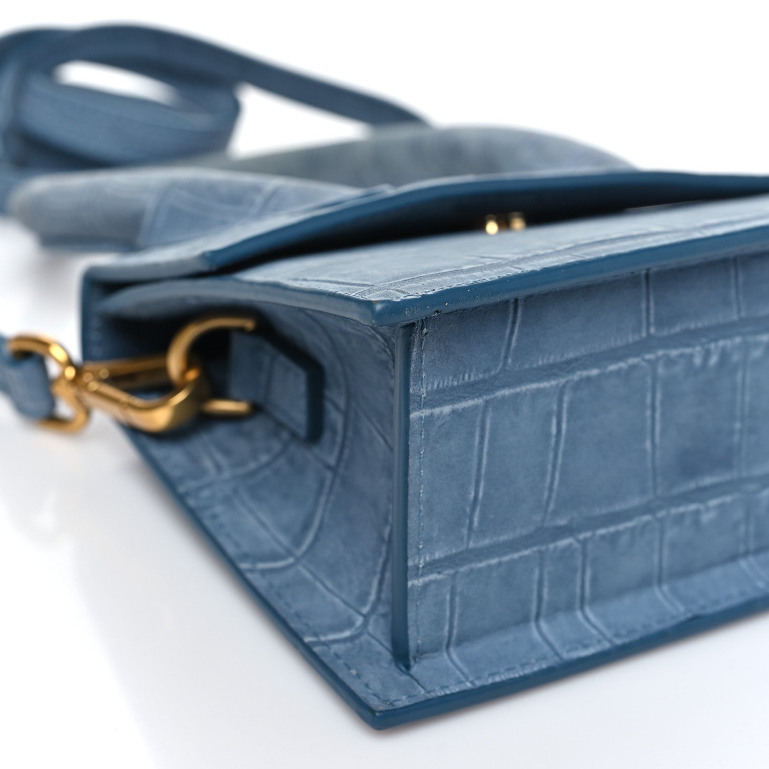 Jacquemus Suede Crocodile Embossed Le Chiquito Moyen Blue 8 of 10