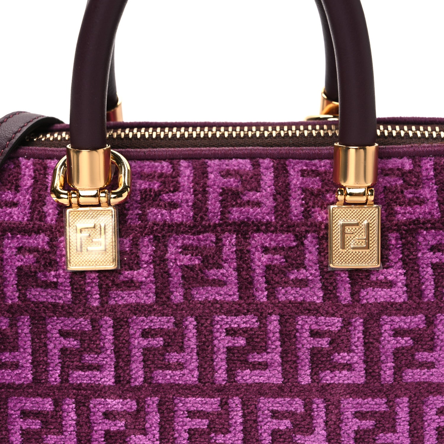 Fendi Chenille Vitello Micro FF Mini By The Way Top Handle Boston