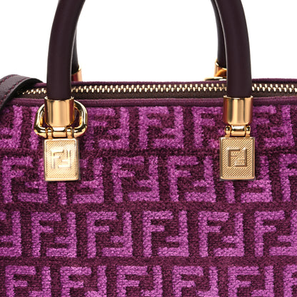 Fendi Chenille Vitello Micro FF Mini By The Way Top Handle Boston Bag Rosso Roma 8 of 10