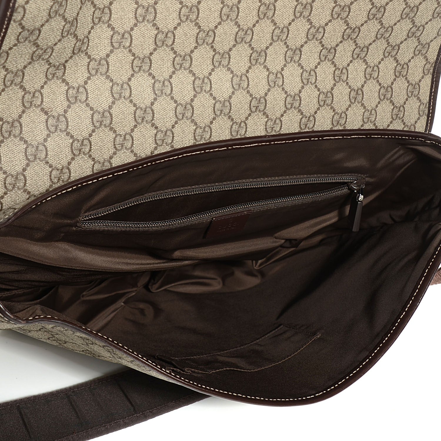 Gucci GG Plus Monogram Large Interlocking G Flap Messenger Bag Beige Dark Brown 5 of 9